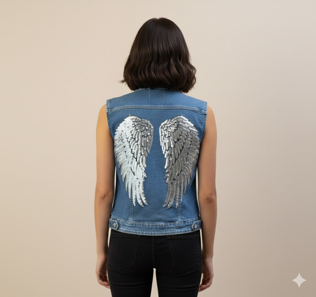 Chaleco vaquero alas lentejuelas