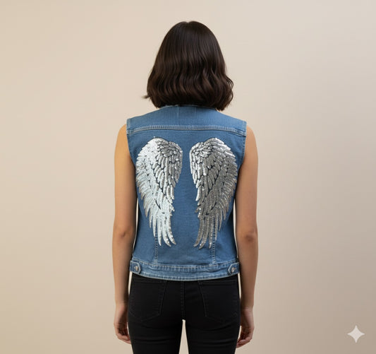 Chaleco vaquero alas lentejuelas