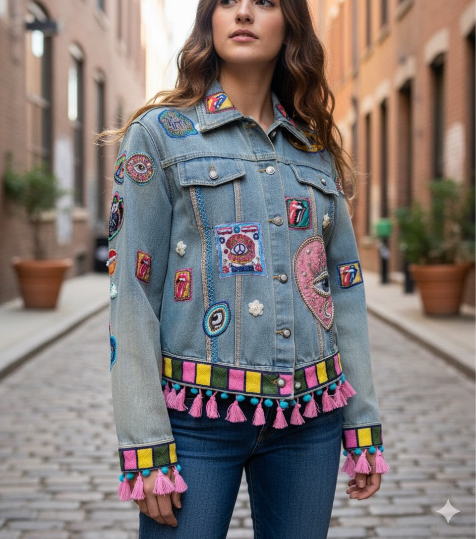 Chaqueta vaquera Frida con abalorios