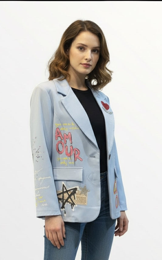 Blazer artística con aplicaciones strass
