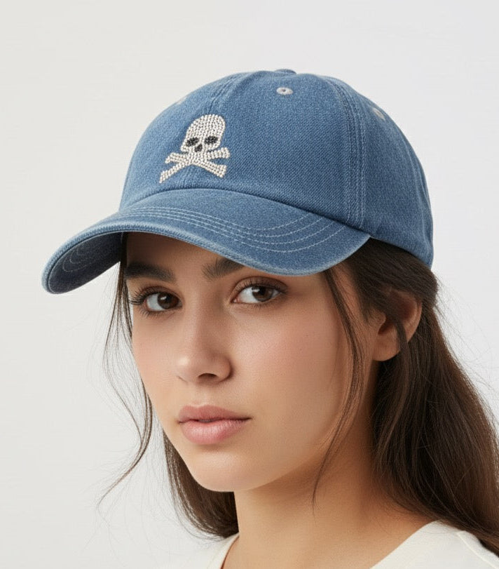 Gorra denim con calavera