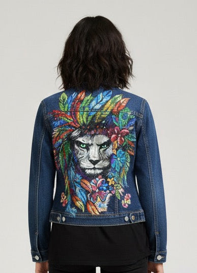 Chaqueta Vaquera León  Pintada artesanalmente
