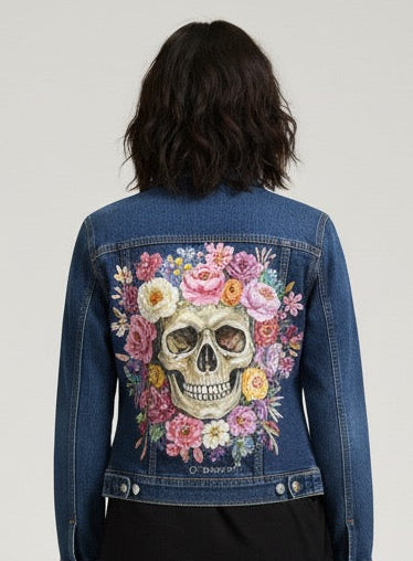Chaqueta Vaquera Calavera Pintada artesanalmente