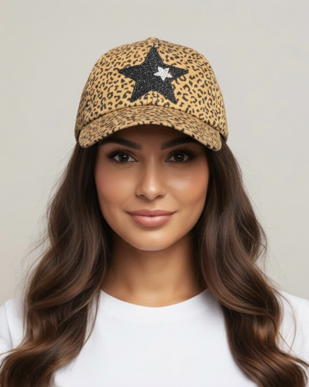 Gorra animal print con estrella