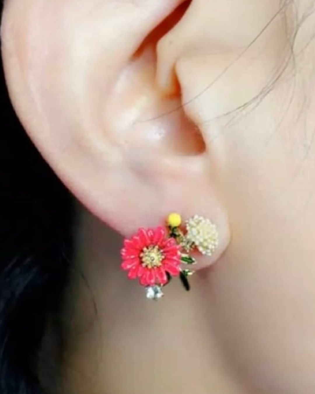 Pendientes esmalte flores