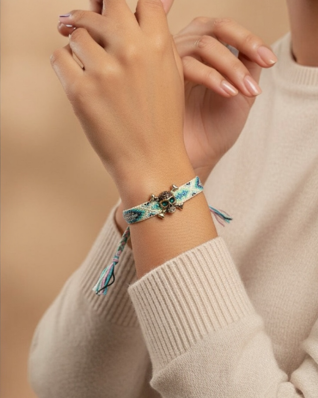 Pulsera macramé Calavera