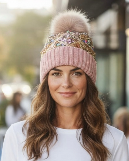 Gorro pompón lentejuelas