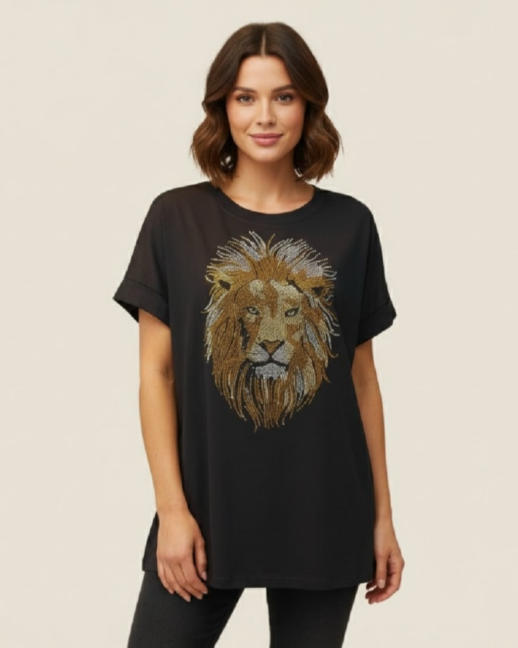 Camiseta león strass