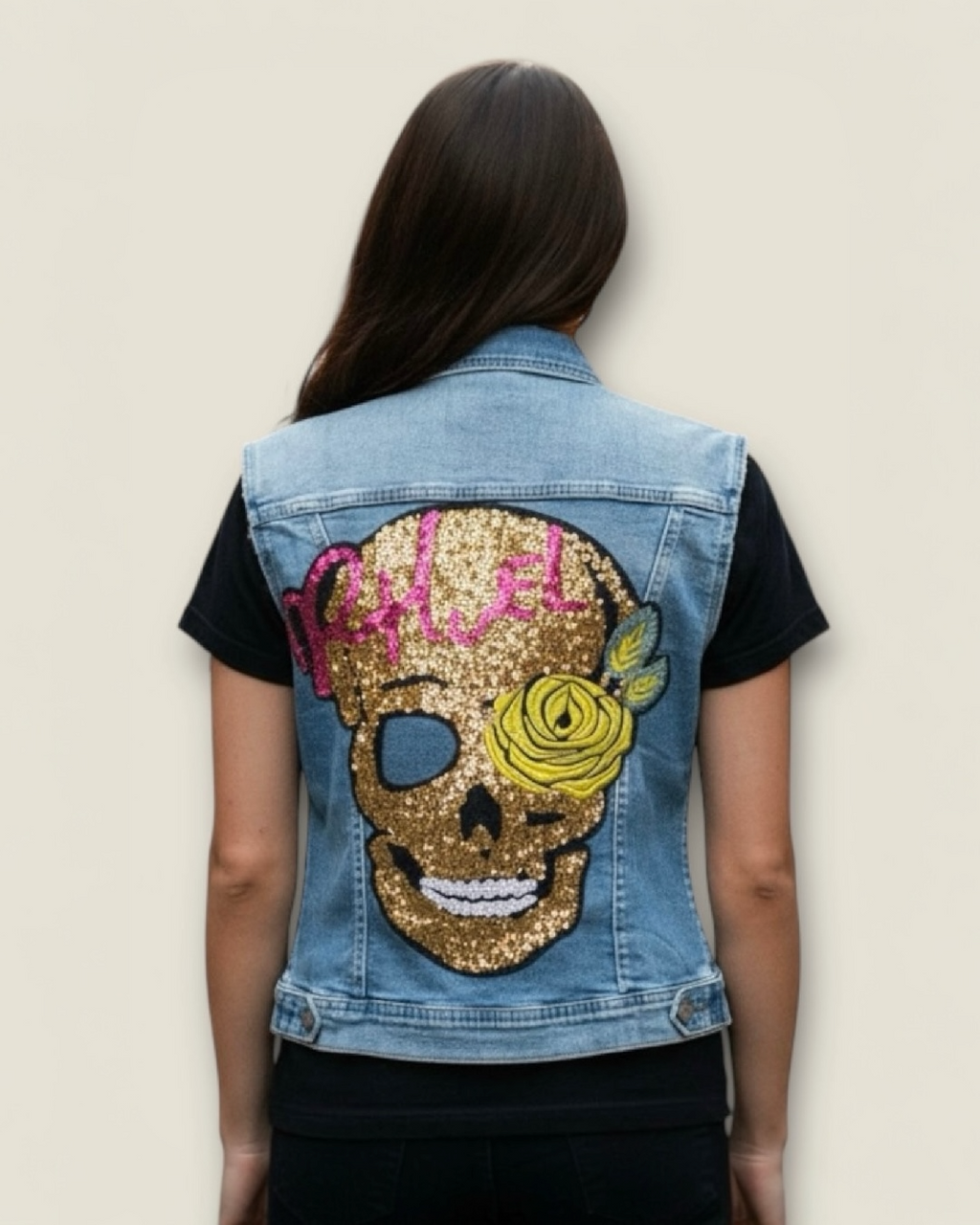 Chaleco vaquero calavera oro