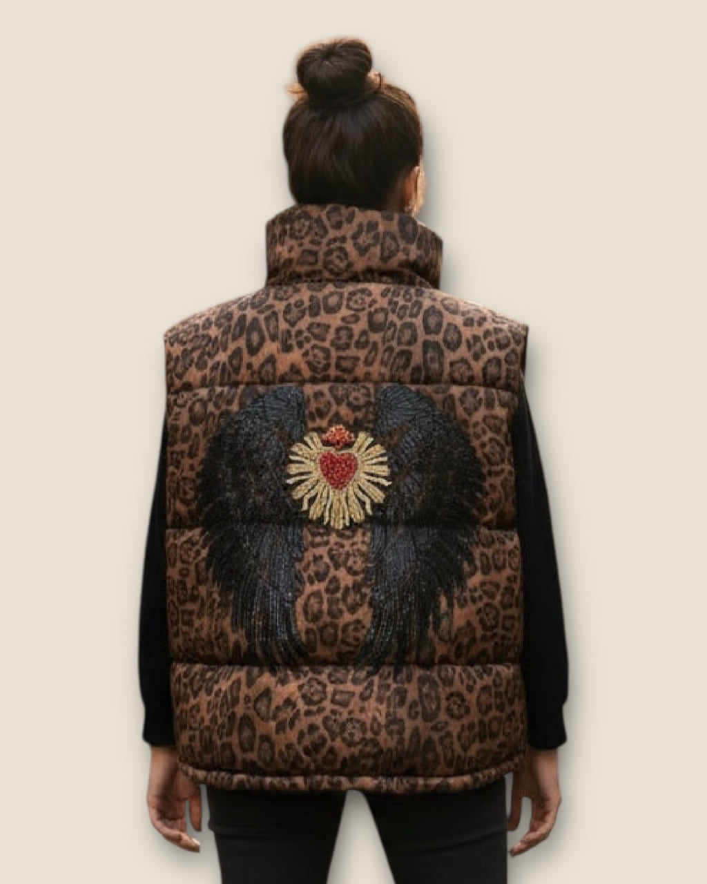 Chaleco animal print con alas