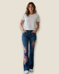 Pantalones flores y strass