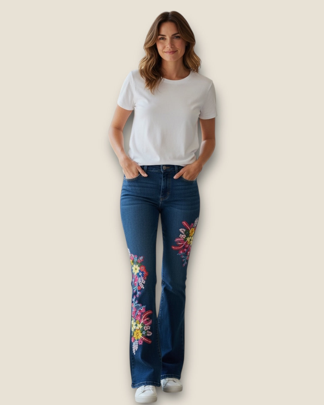 Pantalones flores y strass