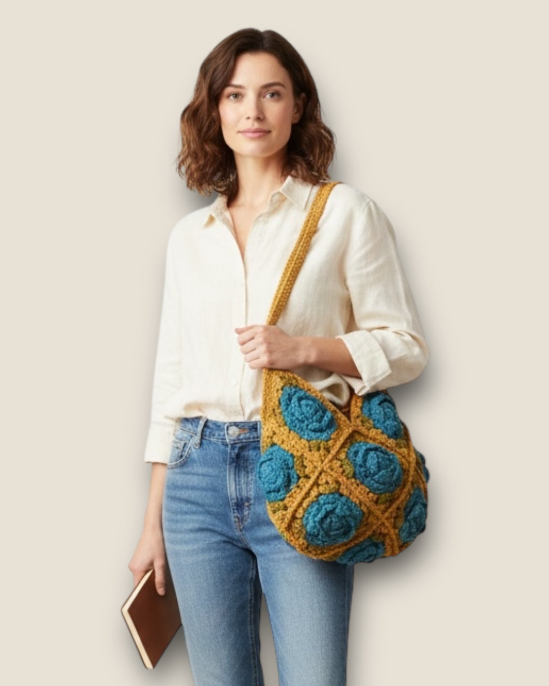 Bolso crochet con rosas