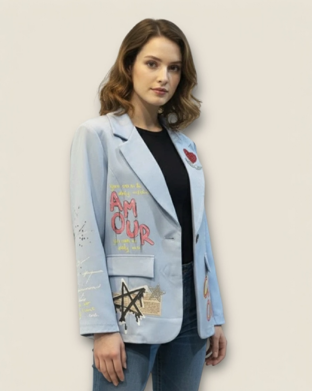 Blazer artística con aplicaciones strass