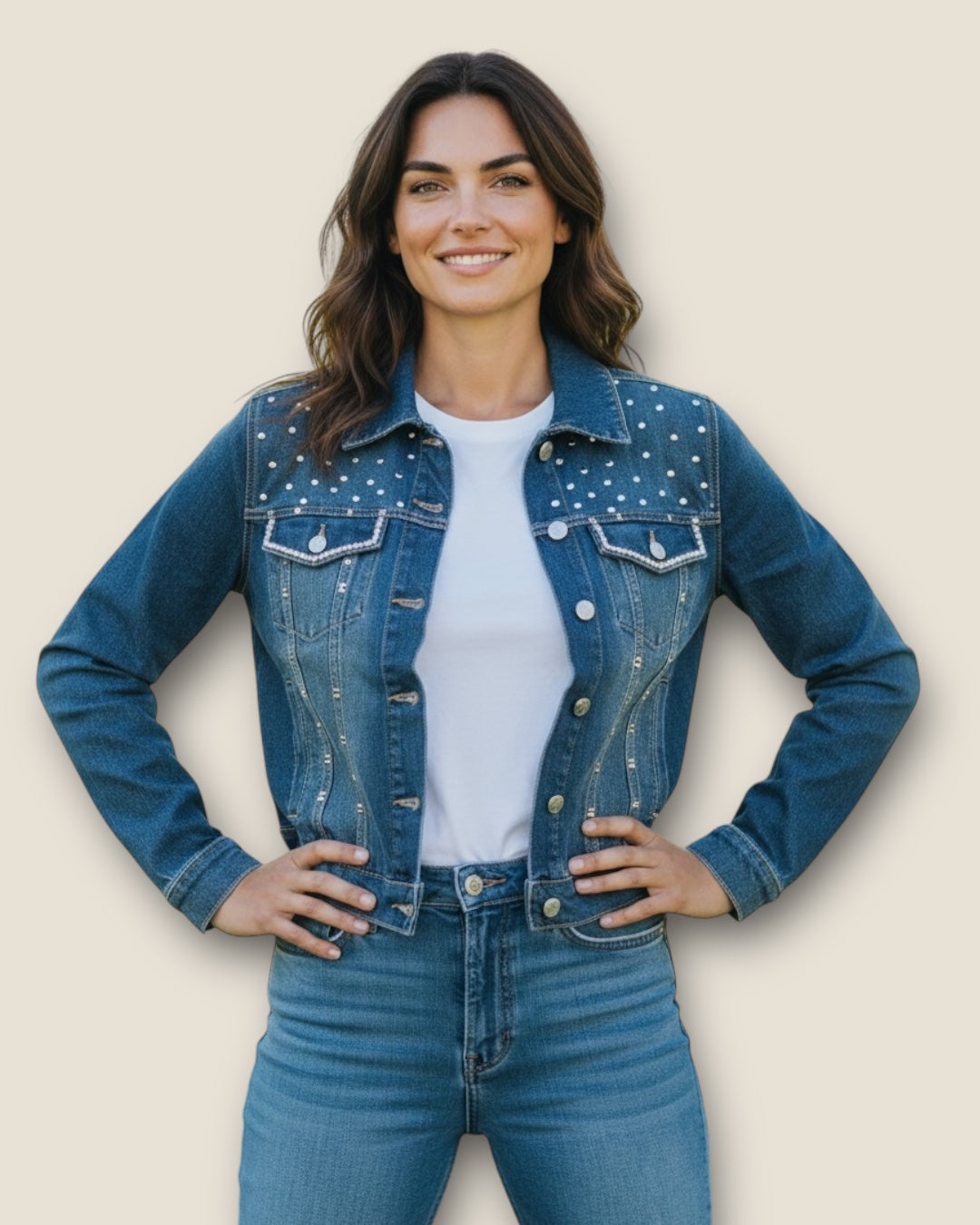 Chaqueta vaquera perlas y tachuelas