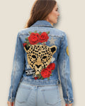 Chaqueta vaquera tigre lentejuelas y flores