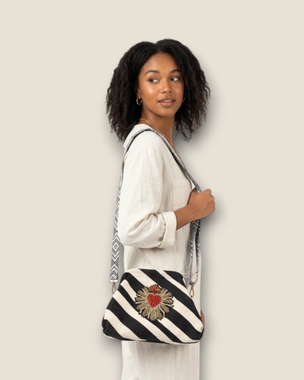 Bolso rayas con corazón