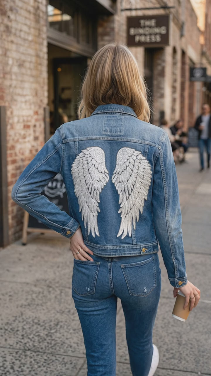 Chaqueta vaquera alas lentejuelas