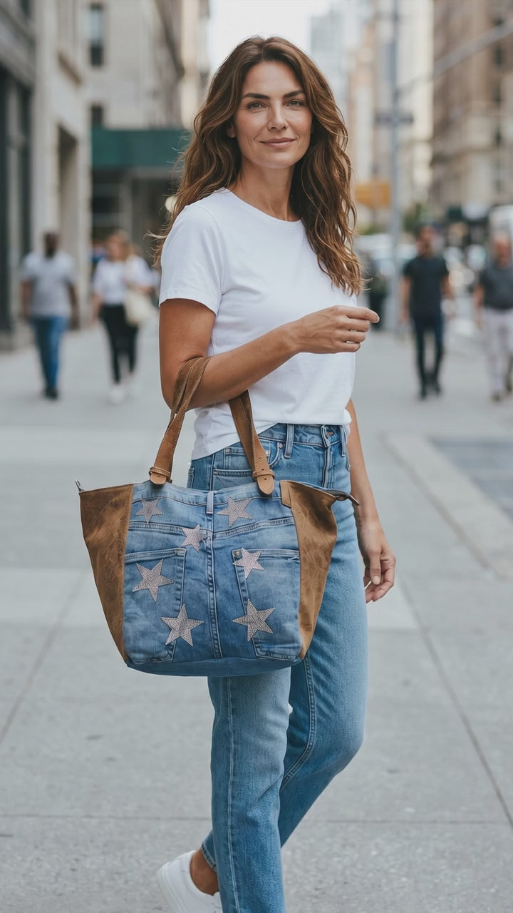 Bolso Shopping vaquero estrellas